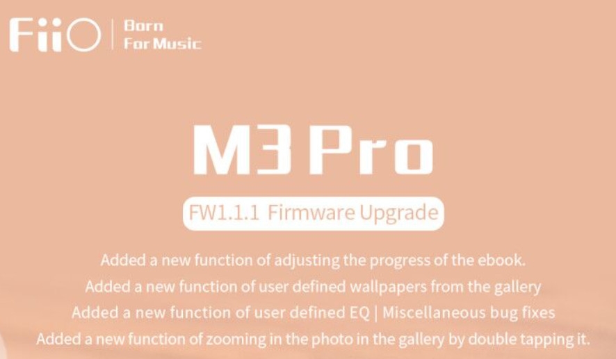 Cập nhật Firmware FW1.1.1 mới cho máy nghe nhạc Fiio M3 Pro