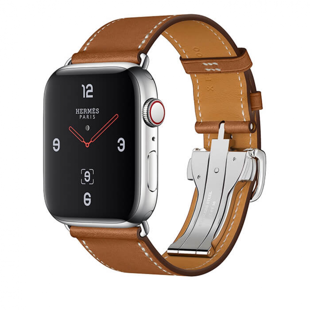 Apple Watch Series 4 Hermès Stainless Steel Case with Fauve Barenia Leather Single Tour Deployment Buckle