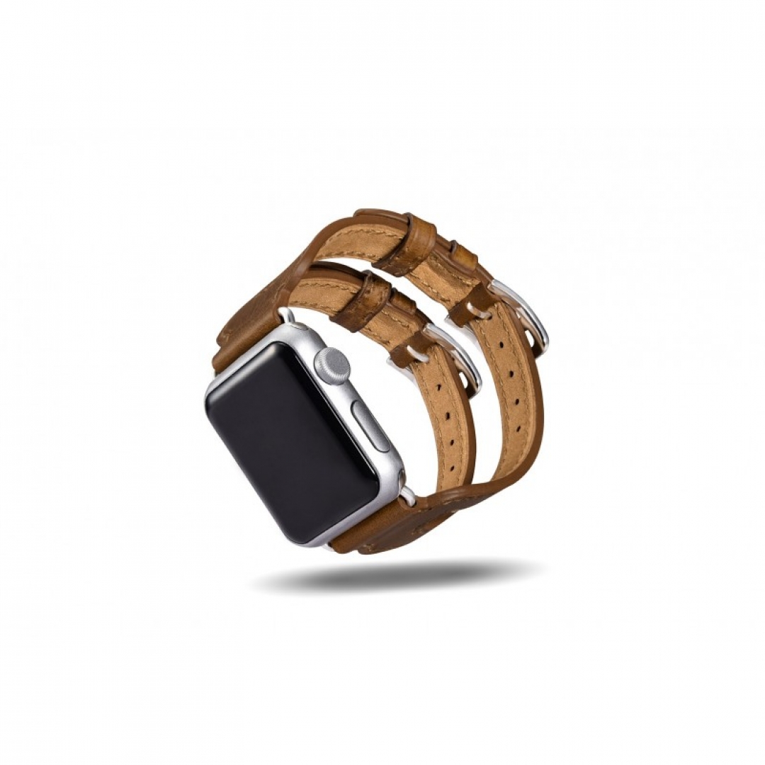 Dây da bò Double Buckle Cuff cho Apple Watch