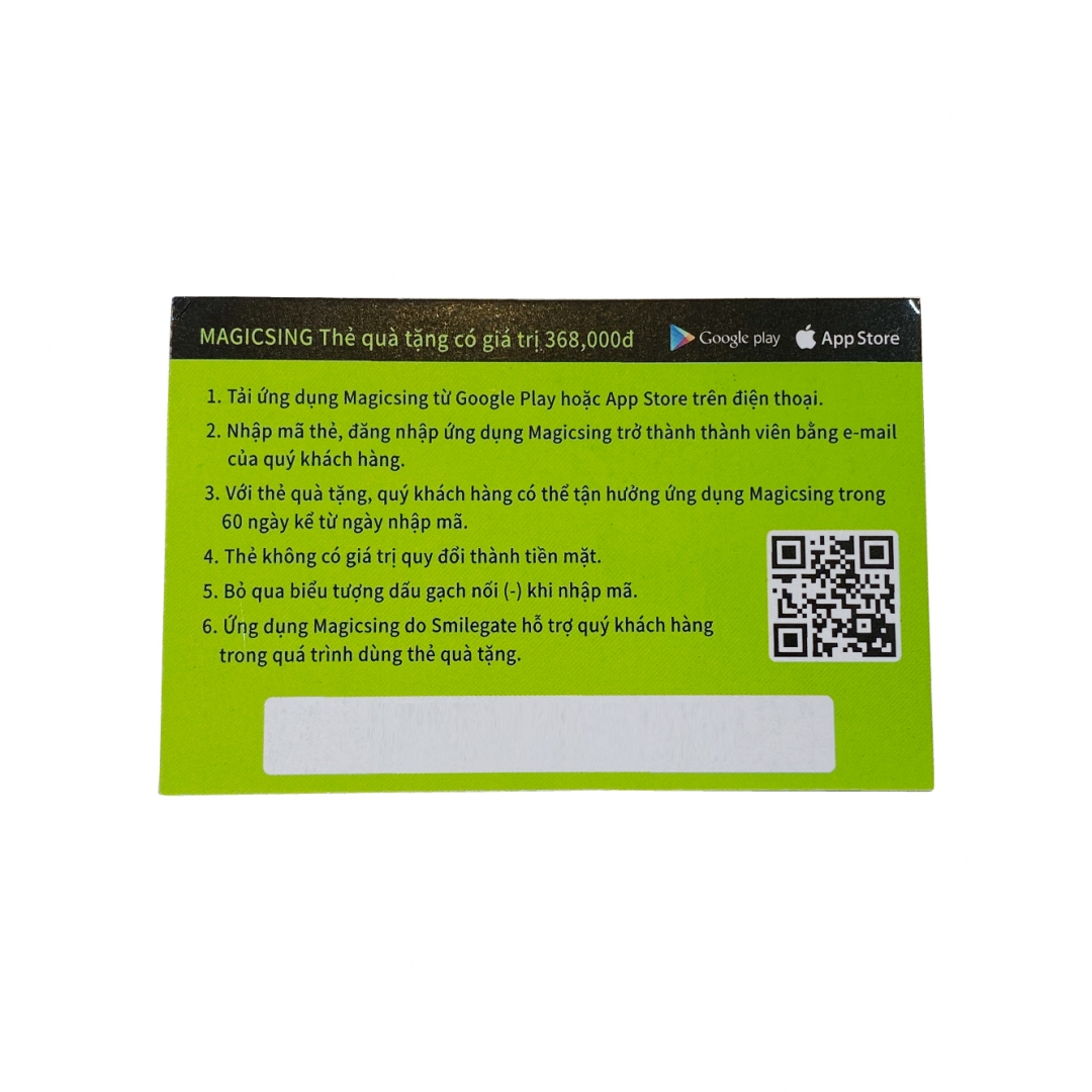 Thẻ cào sử dụng App Karaoke Magicsing